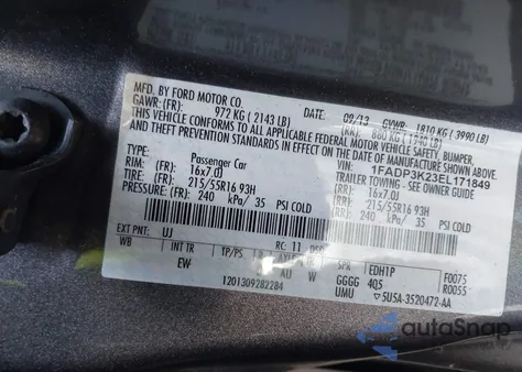 2014 Ford Focus Se from USA, damaged, VIN 1FADP3K23EL171849